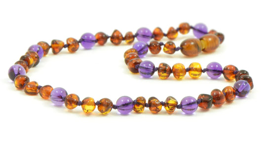 Amber and Amethyst Teething Necklace