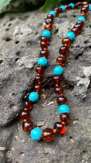 Amber and Turquoise Baby Necklace