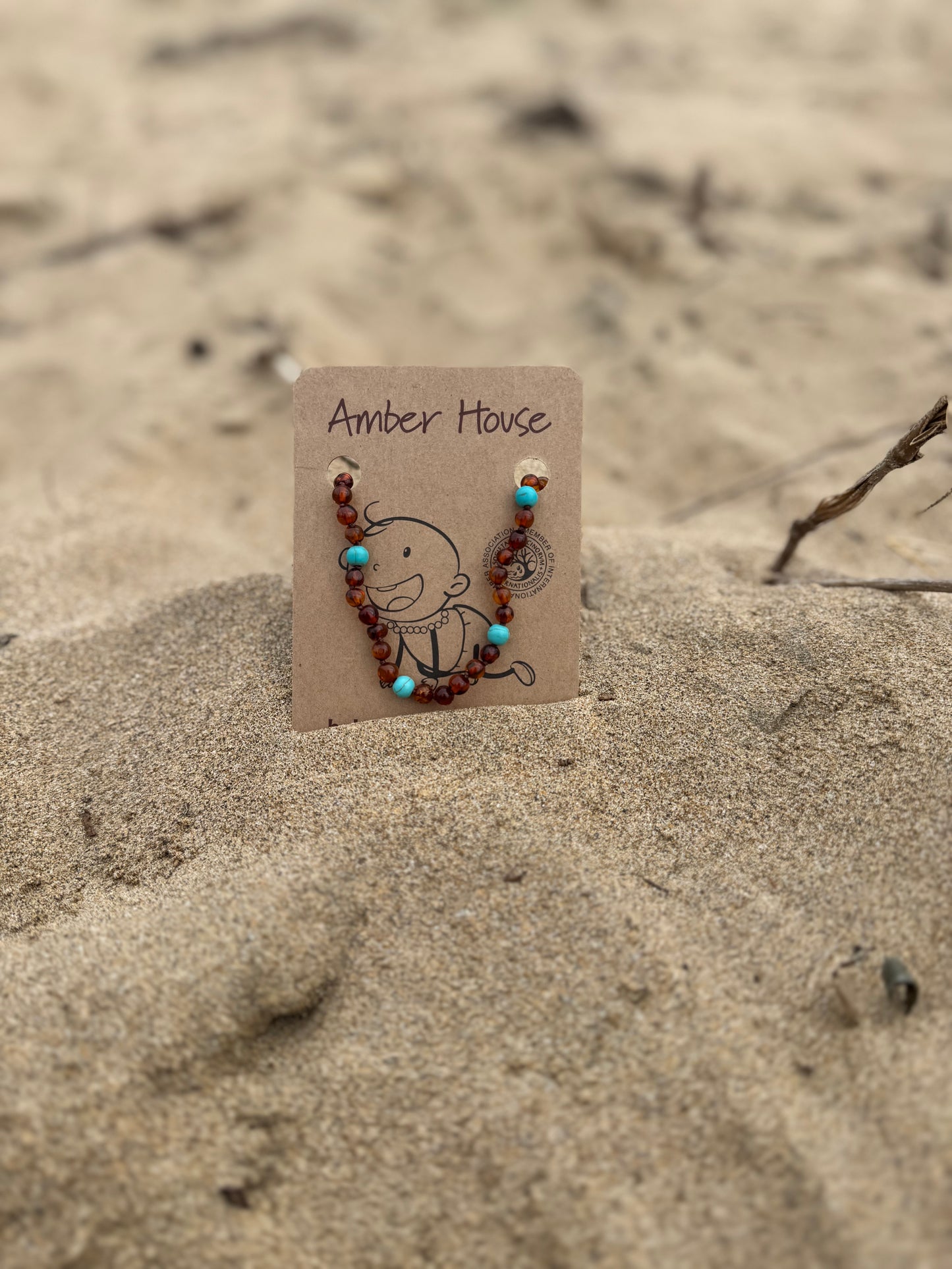 Amber and Turquoise Baby Necklace- Toddler