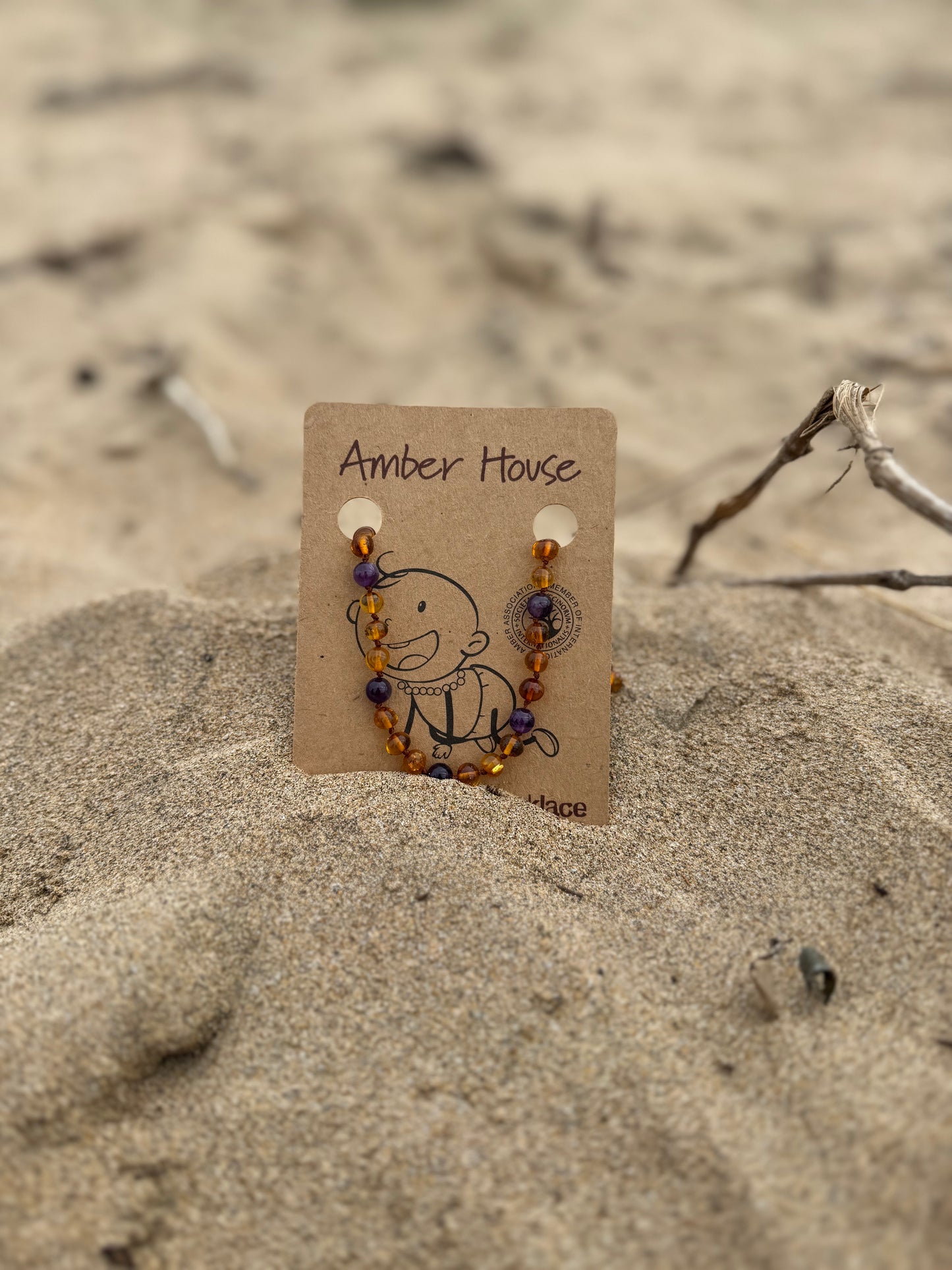 AMETHYST AND AMBER Teething Necklace
