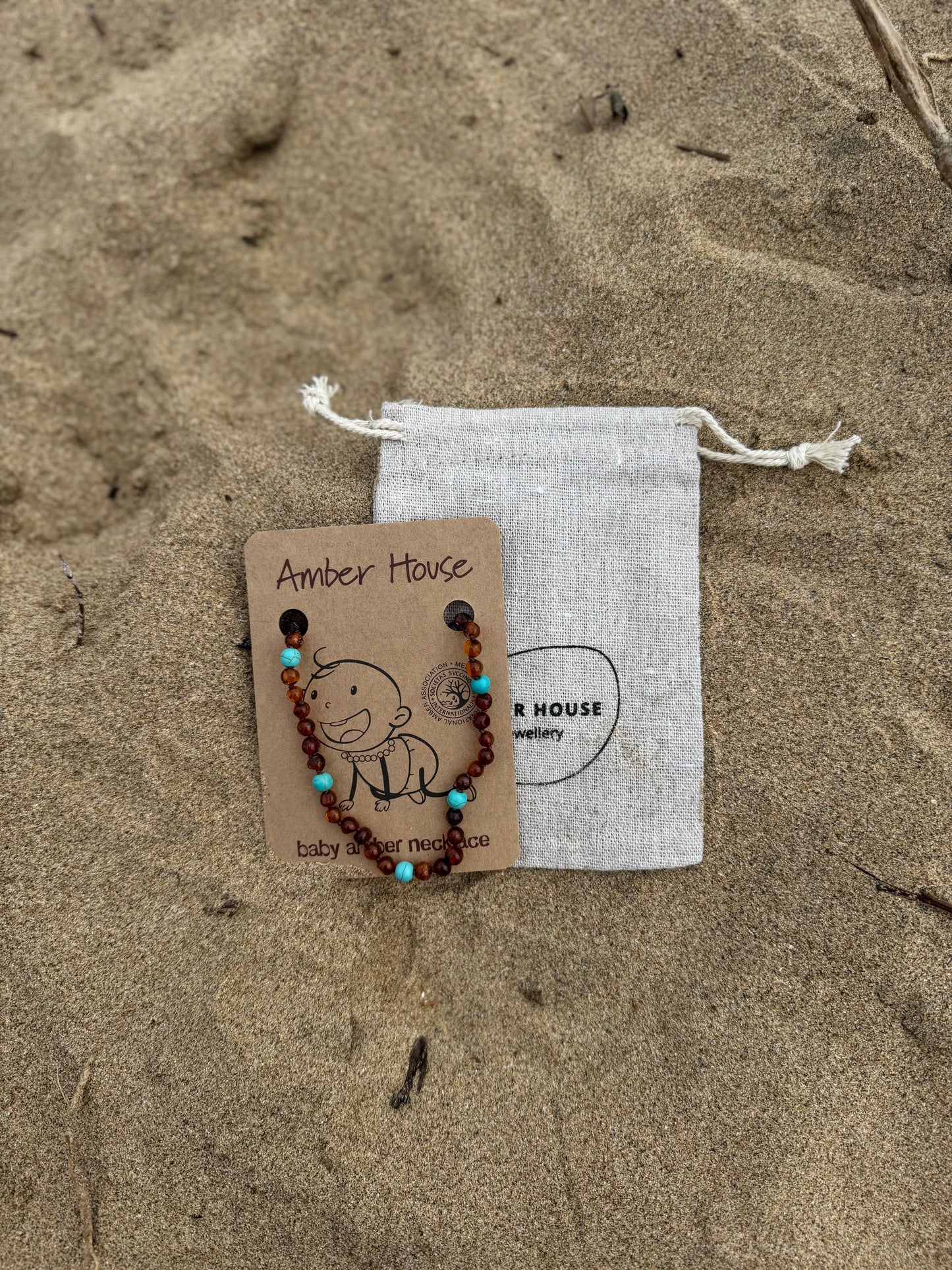 Amber and Turquoise Baby Necklace- Toddler